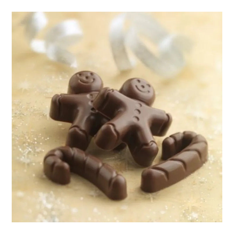4 Molde De Chocolate Molde De Silicona Molde Galleta Navidad Pack X4 Marrón 12cavid 4 Baston, 8jengibre