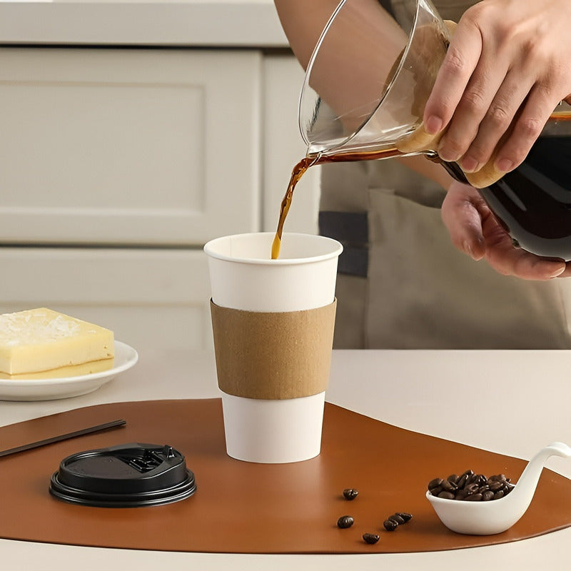 Vaso Cafe Polipapel Vasos Kraft Vaso C/tapa+manga 50und 12oz Blanco / Vaso 12oz