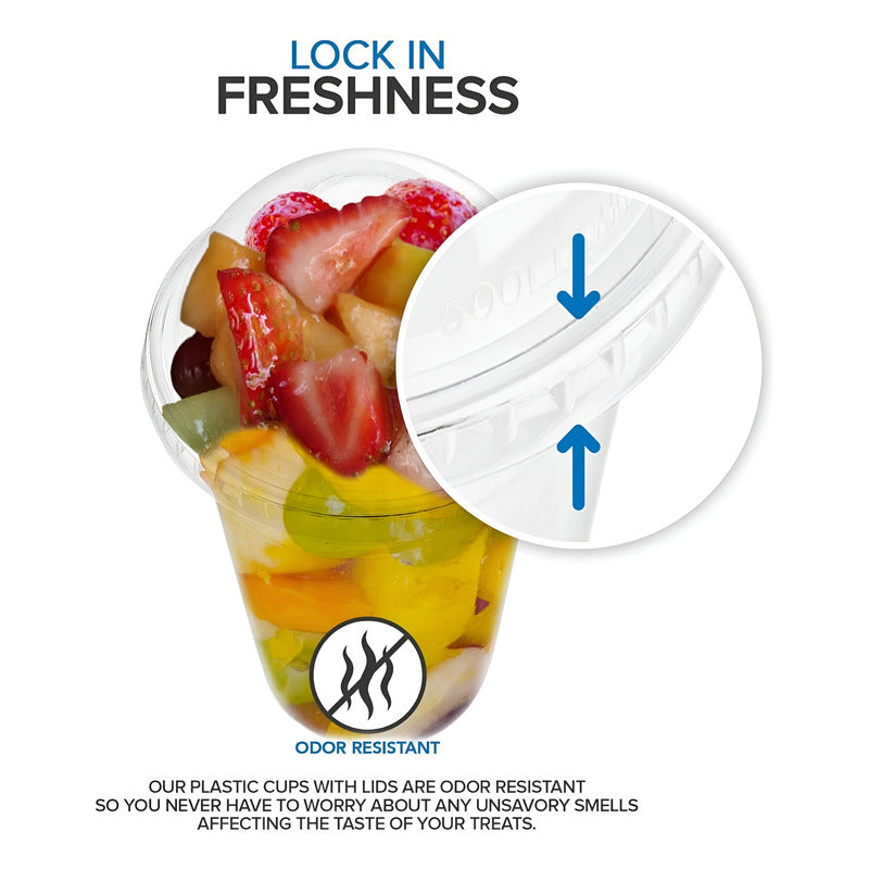 100 Vasos Plasticos Desechables Vaso Tapa Domo Sin Hoyo 20oz Transparente