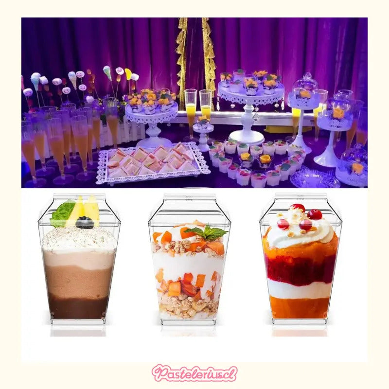 10 Vasos Para Postres Set De Vasos Shot Postres Con Tapa Vasos Para Postres Con Tapa Vasos Plasticos Reutilizables Vasos... Transparente
