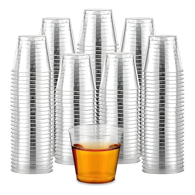 100 Set De Vasos Shot Postres Pocillos Vasos Plastico 102 Ml Transparente