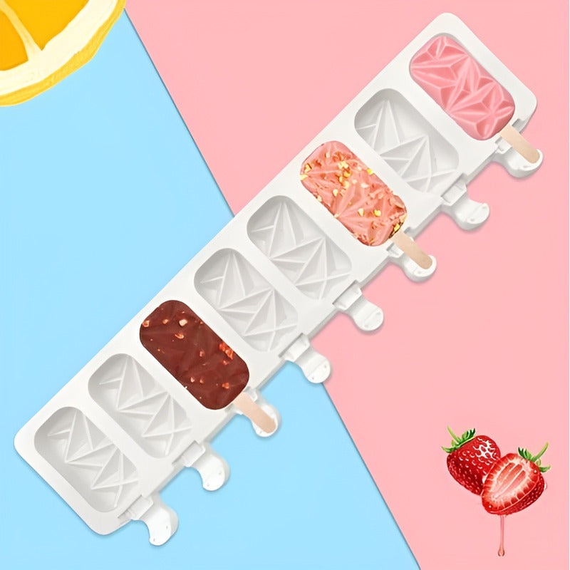 Pack X4 Molde Helados Molde Helado Silicona Molde Paleta 445 Blanco