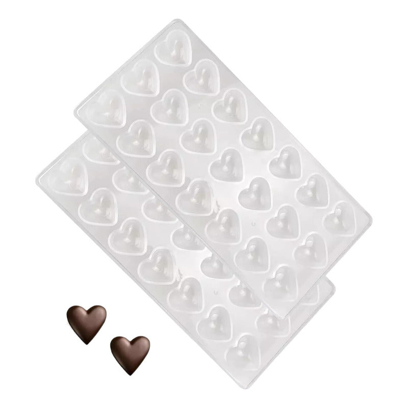 Pack X2 Molde Chocolate Molde De Chocolate Acrilico Corazón Transparente