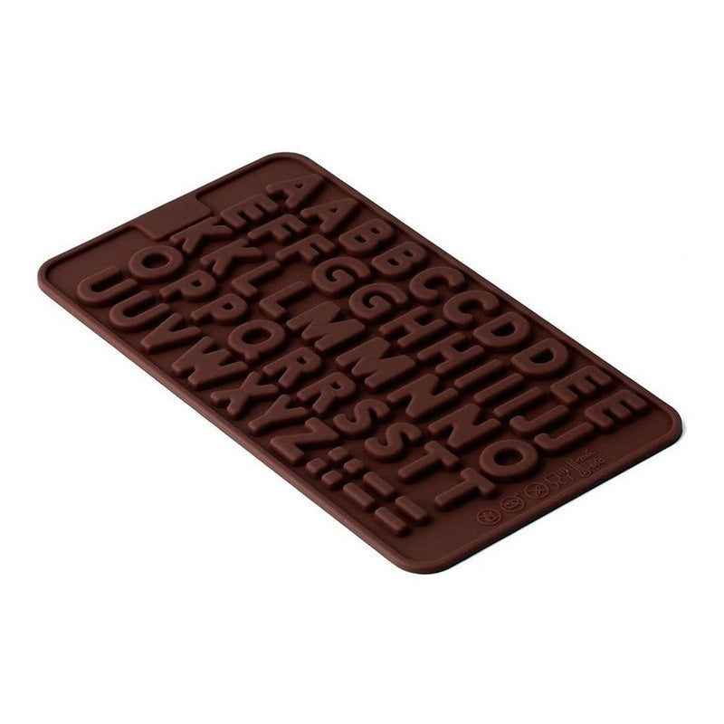 2 Moldes Chocolate Moldes De Silicona Molde Doble Abecedario Marrón Claro