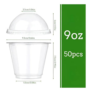 50 Vasos Plasticos Desechables Vaso Tapa Domo Sin Hoyo 9oz Color Transparente / Vaso Con Tapa Domo Sin Hoyo 9oz Pasteleriuscl
