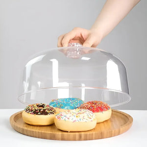 Base Para Torta Porta Torta Con Tapa Soporte De Bambu 25cm Caqui
