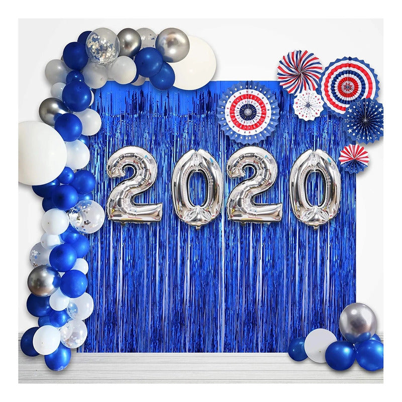 X2 Cortinas Guirnalda Cumpleaños Guirnalda Azul Oscuro 2m Cortina Azul Oscuro