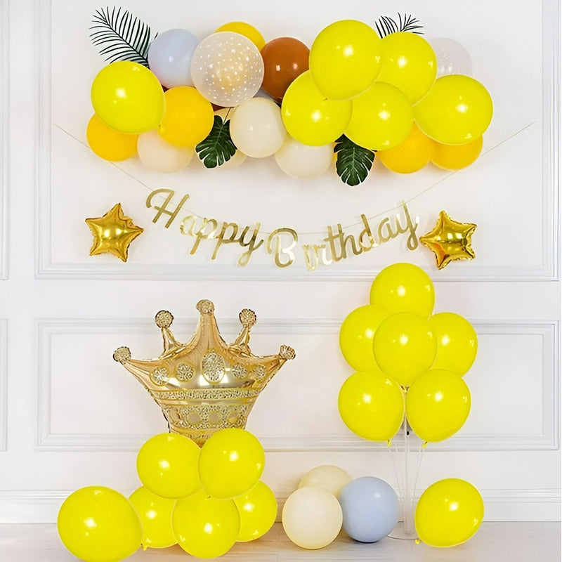 Pack X50 Globos Cumpleaños Decoracion Globos Cotillon Fiesta Amarillo Globos De Cumpleaños