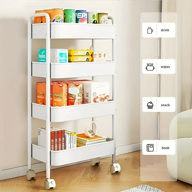 Carrito Organizador Metalico Organizador Para Cocina 4 Nivel Blanco