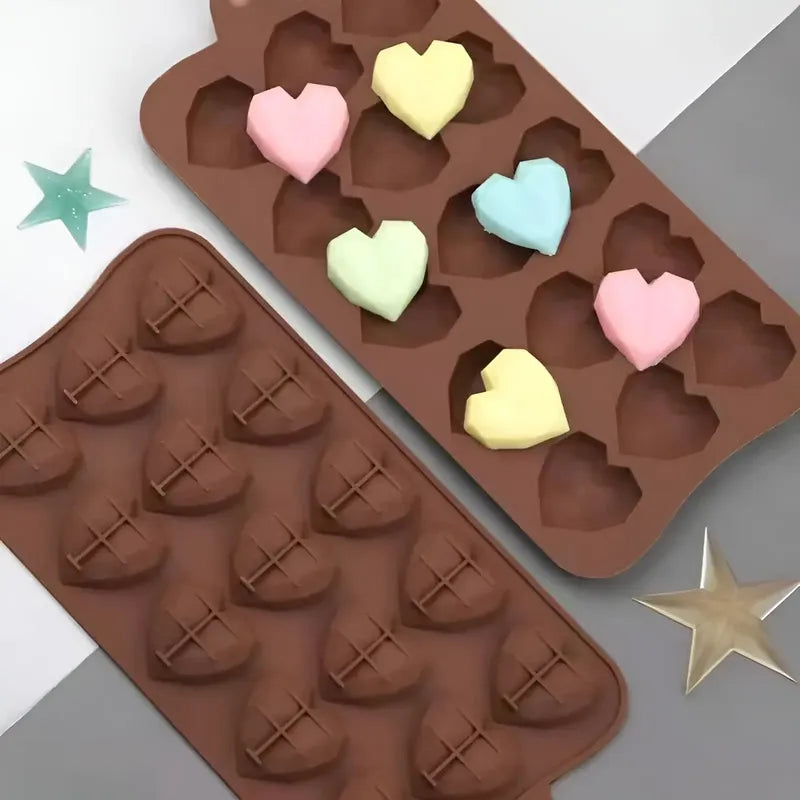 2 Moldes Mini Corazon Diamante Molde Corazón Geometrico 15 Bordó