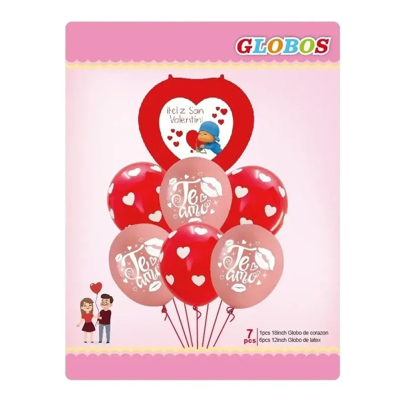 7 Globo Metalico Globo Te Amo Globos De Corazon Globo Amor Pack X7 Globos 101171