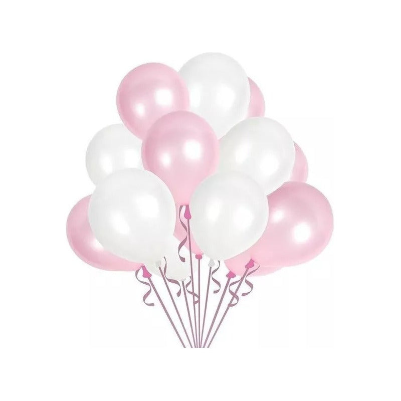 Pack 50 Set De Cumpleaño Globo Cumpleaños Globos Metalizados Rosa