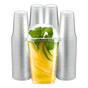 50 Vaso Desechable Plastico Vaso Con Tapa Domo Con Hoyo 16oz Vasos Plasticos Desechables Vasos Para Bebidas Juego De... Transparente
