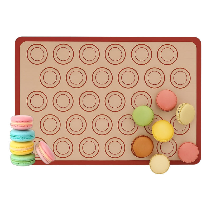 Lamina De Silicona Horno Silpat Silicona Tapete 30 Macarrons - Rojo Con Beige
