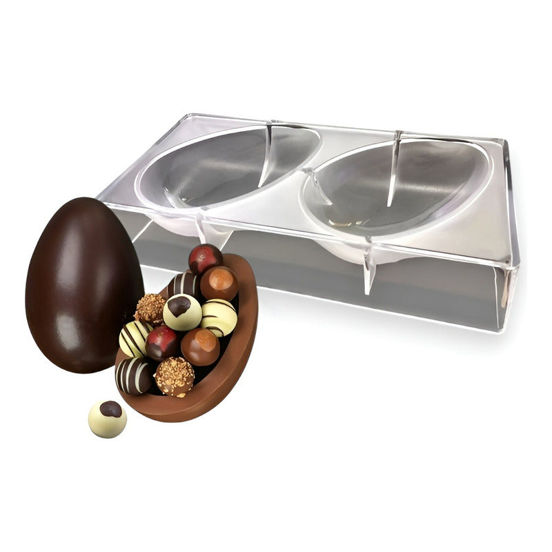 Molde Para Chocolate Policarbonato Molde Doble Huevo Pascua Transparente