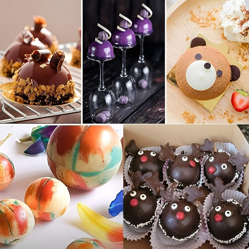 2 Molde Silicona Media Esfera Molde Silicona Media Esfera  Multicolor 6 Cavidades