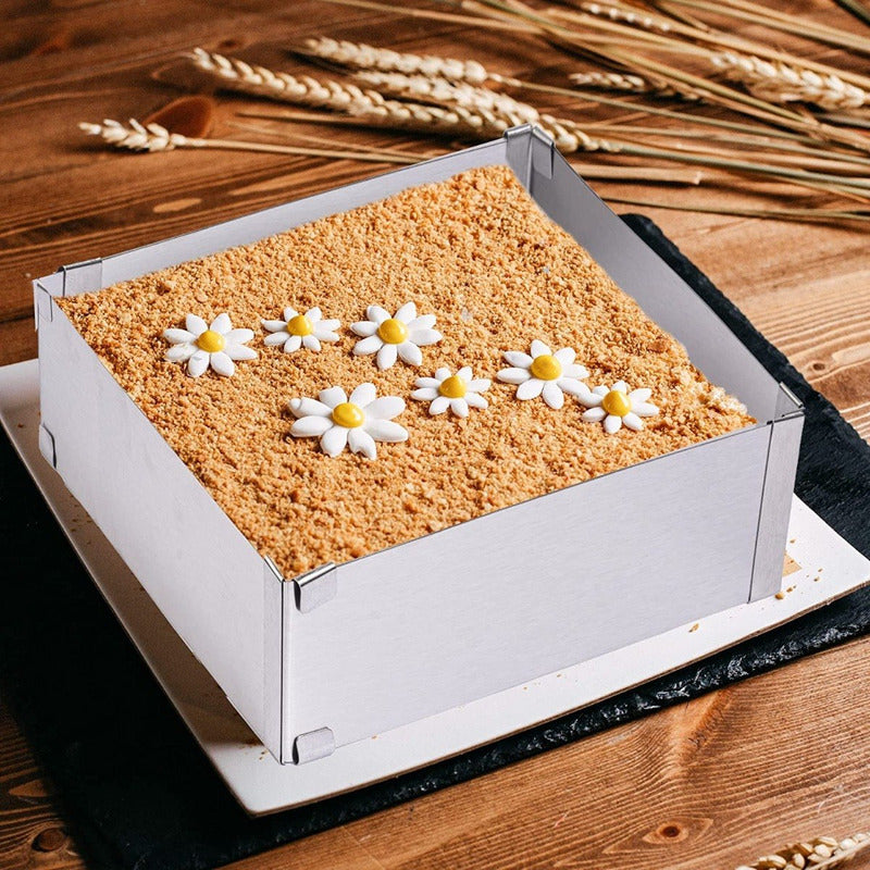 Molde De Torta Moldes Para Tortas Cuadrado Ajustable Queque Plateado
