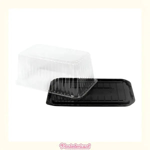 70 Bandejas Para Tortas Porta Brazo De Reina 28x17x11cm Base Y Cúpula Para Rollo Suizo Envase Cúpula Plástica Bandeja... Negro