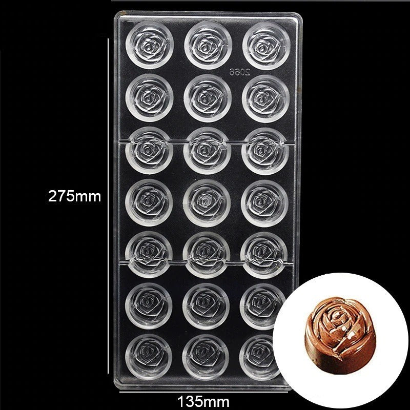 2 Moldes Chocolate Rosas + Moldes Policarbonato Corazon Blanco