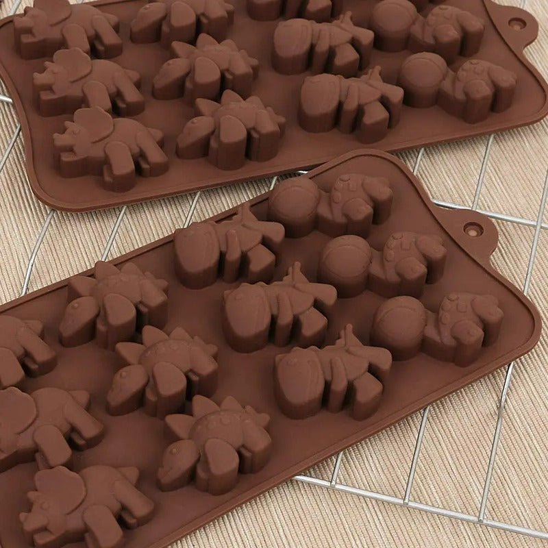 Pack X2 Moldes De Chocolate Dino Molde Chocolate Dinosaurio Bordó