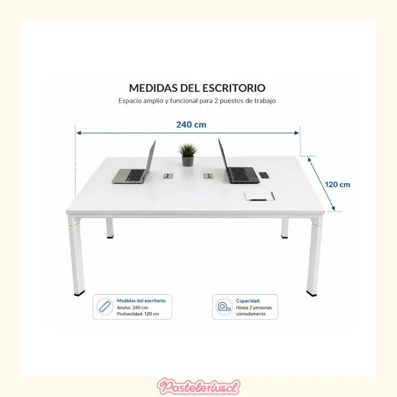 Escritorio Ejecutivo Mueble Oficina 2 Personas 2.40x1.20cm Blanco