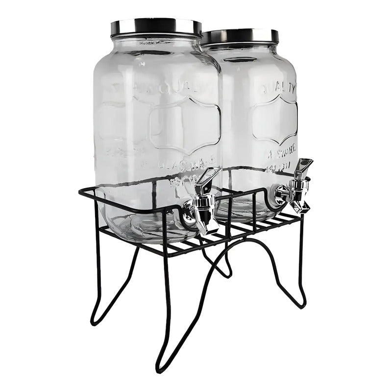 Jarro Dispensador De Bebida Doble Dispensador De Jugo 5l Negro Doble 5l