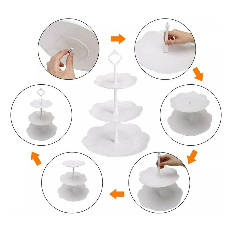 X4 Porta Cupcake Porta Torta Porta Cupcakes Torre Redondo Blanco