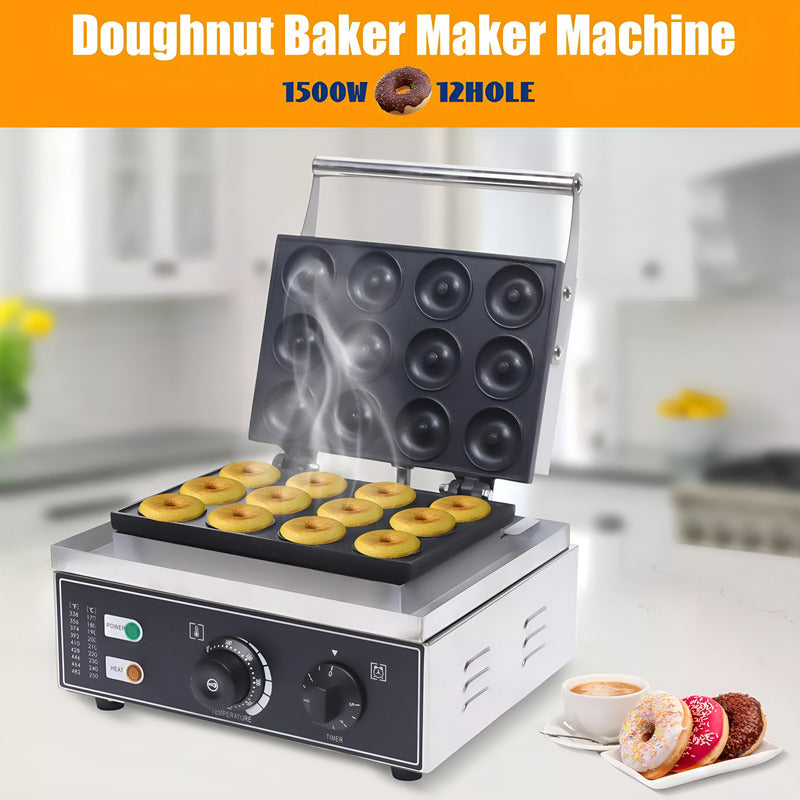 Maquina De Donuts Maquina Mini Donuts Maquina 12 Donas 1500w Plateado / Maquina Mini Donuts 12