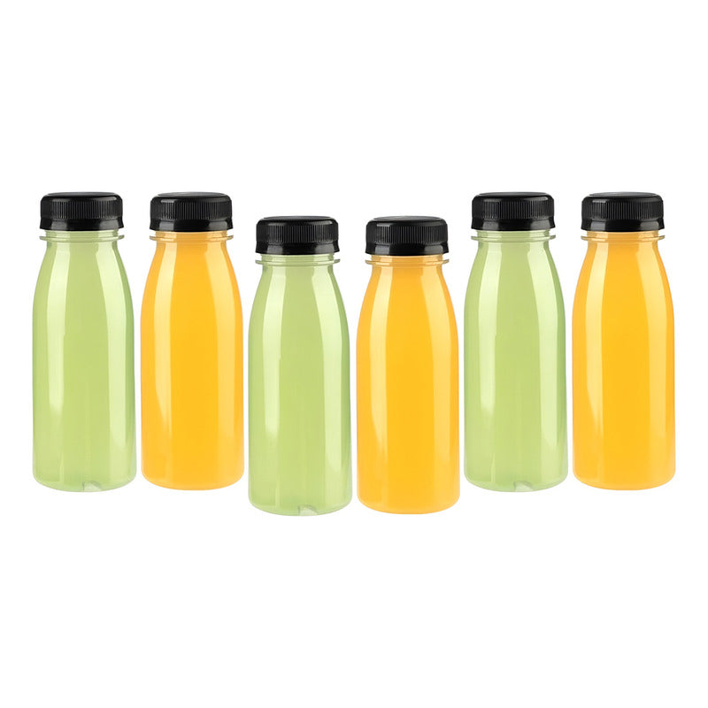 6 Botellas Plasticas Transparentes Botella Con Tapa 300ml