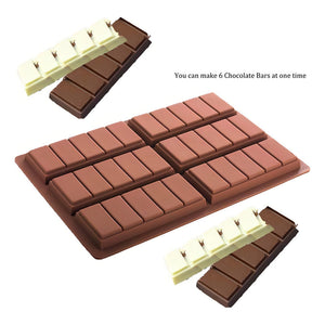 Moldes De Chocolate Rectangular Tableta Barra De Silicona 6 Bar Color Marrón Pasteleriacl