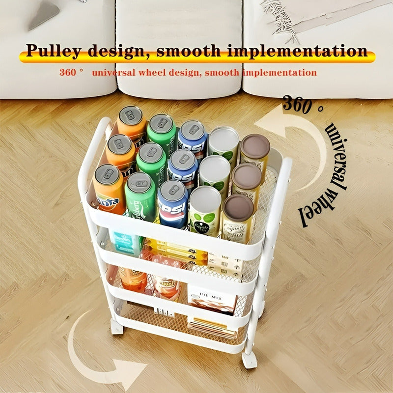 Carrito Organizador Metalico Organizador Para Cocina 4 Nivel Blanco