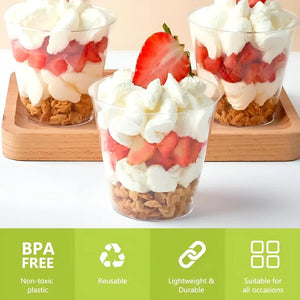 Set X100 Vasos Postres + 100 Cucharas Postres Desechables Trasnparente / Vasos Postres Y Cucharas
