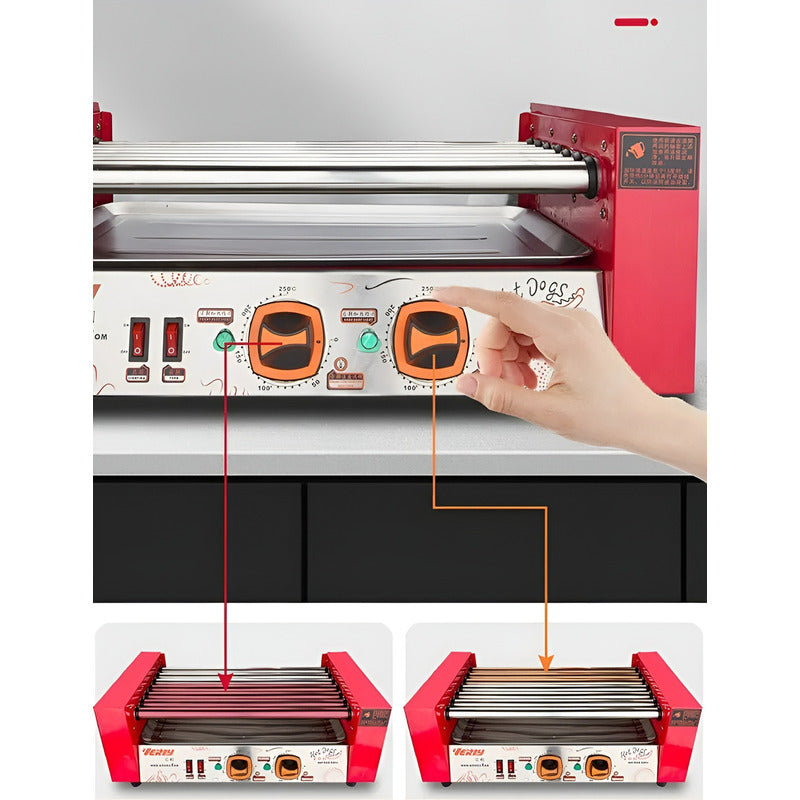 Rostizador Vienesas Parrilla Hot Dog Calentador Pan 7 Roller Hot Dog 7 Roller