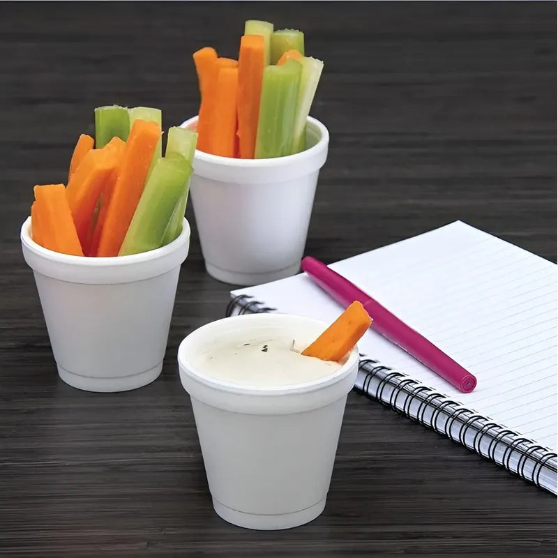 X100 Vasos Desechables Vasos Plumavit Termico Vaso 6oz/177ml Blanco