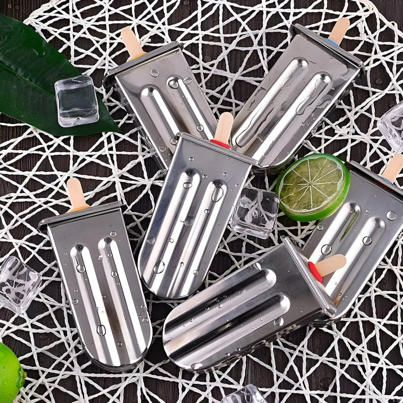 Molde Helados Moldes Reposteria Molde Helado Paletas 10cav Plateado