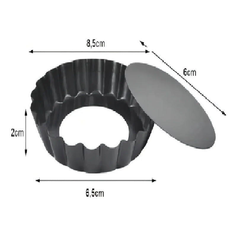 Pack X6 Moldes Tartaleta Desmontable 8,5cm Desmontable Moldes De Pies Molde Kuchen Desmontable Tarta Kuchen Queque Molde... Gris Oscuro