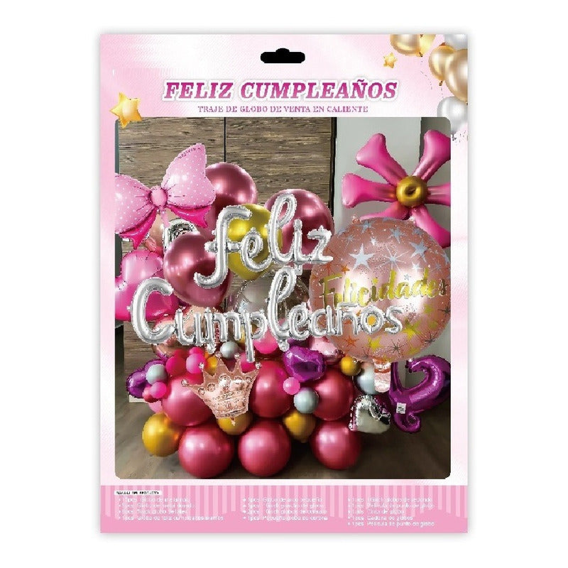 Globos De Cumpleaños Decoracion Cumpleaños Globos Rosados Rosado Multicolor 101319