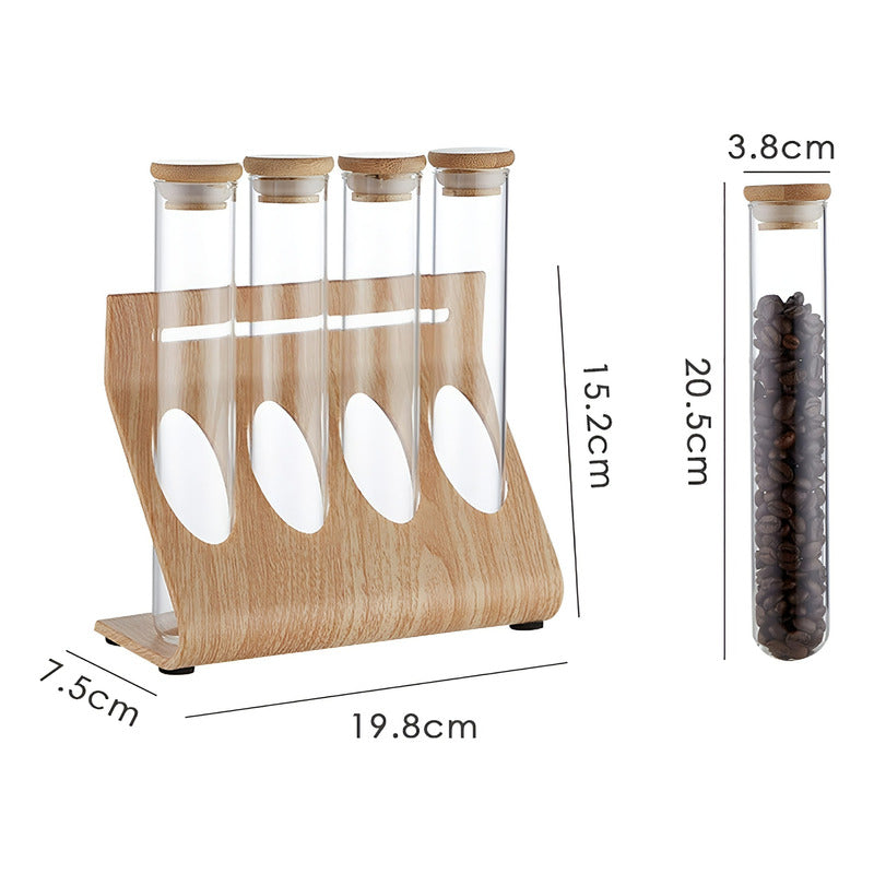 Set Especieros Organizador Condimentos Especieros Cocina 4pz Marrón Claro / Especieros Cocina / 4 Frascos