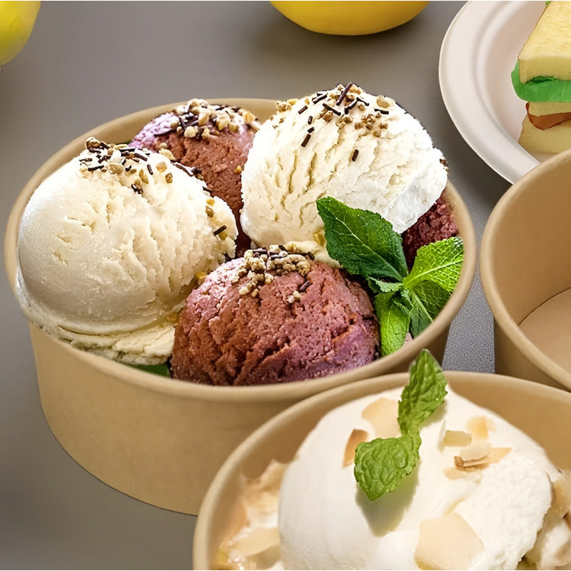 50 Bowl Con Tapa Bowls Plastico Bowl Kraft Envases 1000 Cc Beige