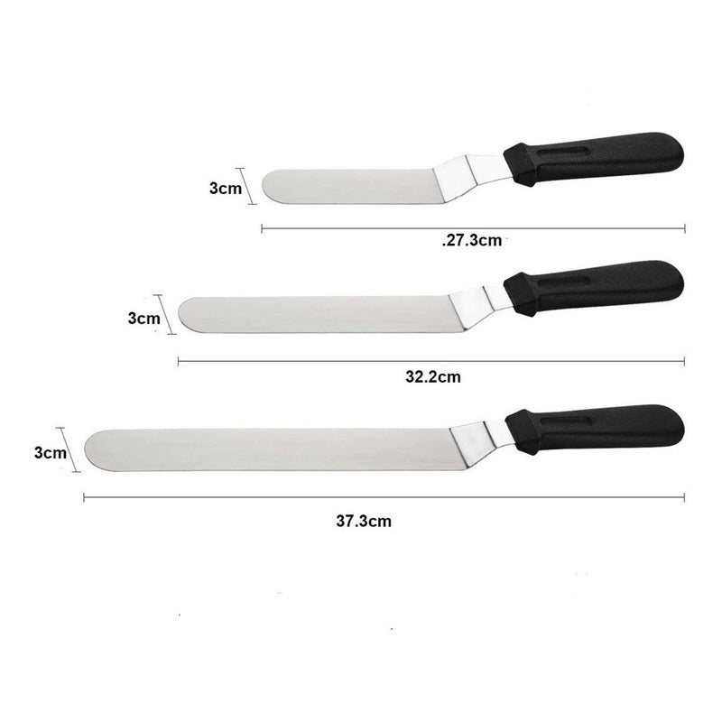 Set 3 Espatula Repostera Espátula Decoracion Espatula Curva Gris