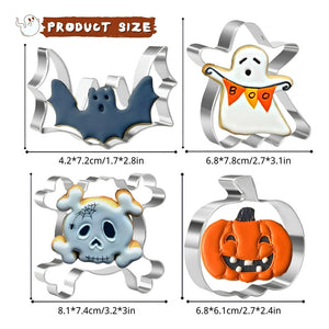 Pack X4 Moldes Galletas Halloween Cortador De Galletas
