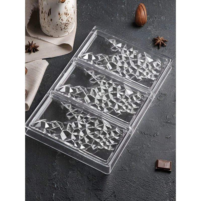 Molde De Chocolate Molde Policarbonato Barra Cristal 3 Cav Transparente