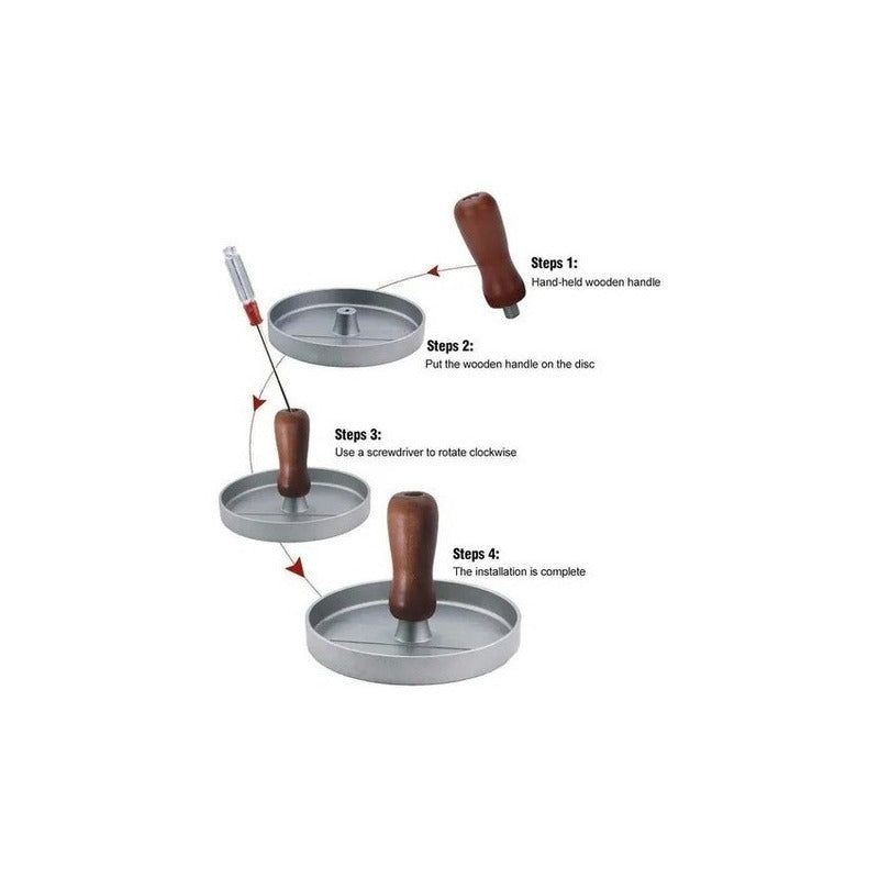 Prensa Para Hamburguesas Molde Antiadherente Asado Parrilla  Aluminio