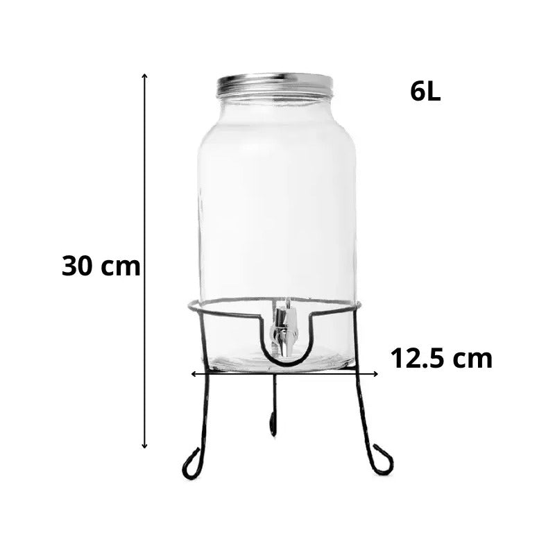 Dispensador De Bebidas Con Atril Jarro De Vidrio Jarros 6l Color Transparente / Dispensador Liso Con Atril 6l