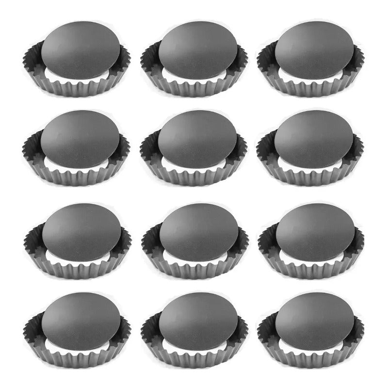 Pack X12 Moldes Tartaleta Desmontable Tarta Individual 12cm Gris Claro