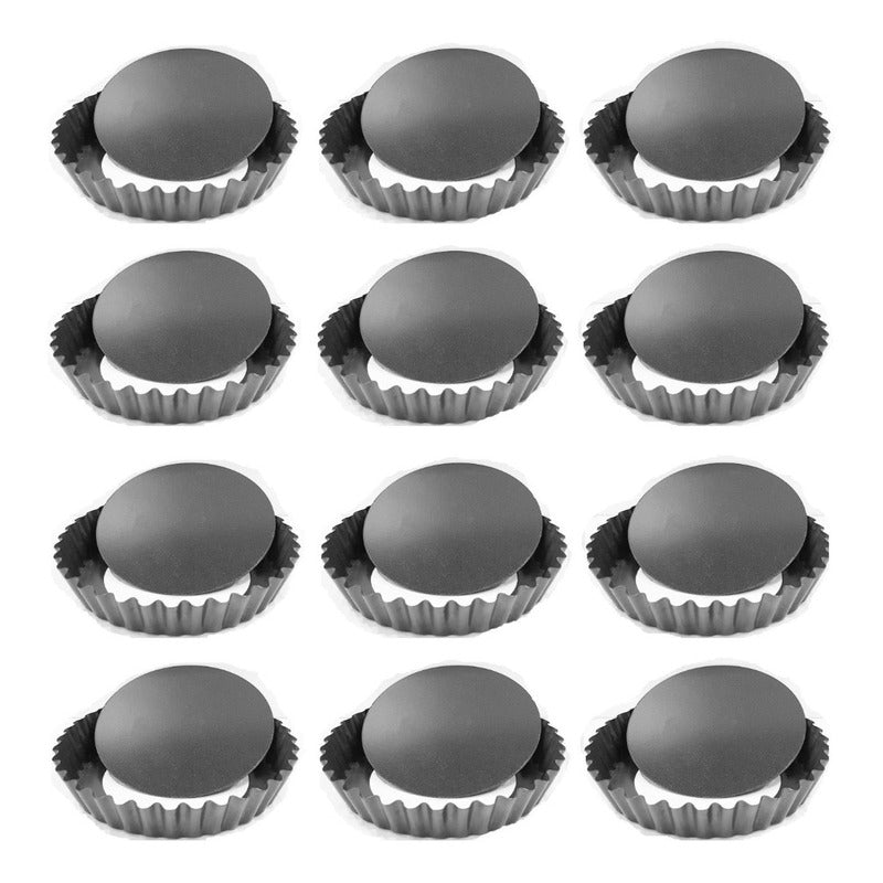 Pack X12 Moldes Tartaleta Desmontable Tarta Individual 12cm Gris 418