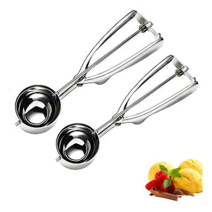 Pack 2 Cucharas De Helado Para Hacer Bolas De Helado 5cm Y 6cm Cuchara Cucharas Para Hornear Cucharadas Para Helado Con Liberación De Gatillo Juego De Cucharas Acero Inoxidable Pasteleriuscl Gris
