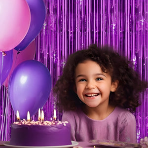 Guirnalda Cortina De Cumpleaños Decoracion Cortina Metálicas Violeta Oscuro Cortina Metalica 2x1mts
