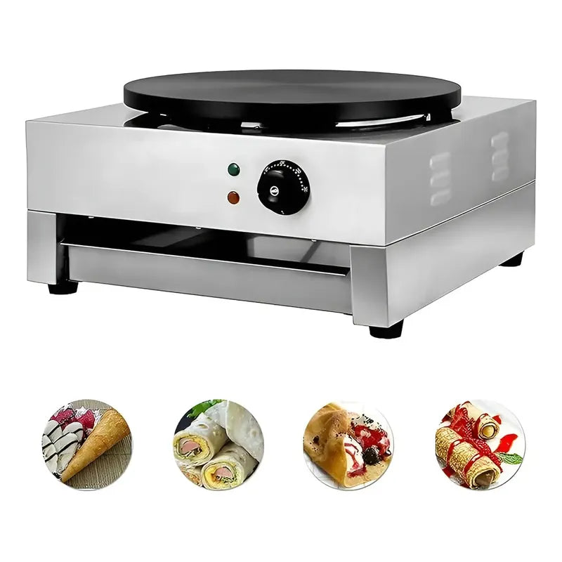 Maquina Para Panqueques Panquequera Electrica Crepera 3000w Color Plateado
