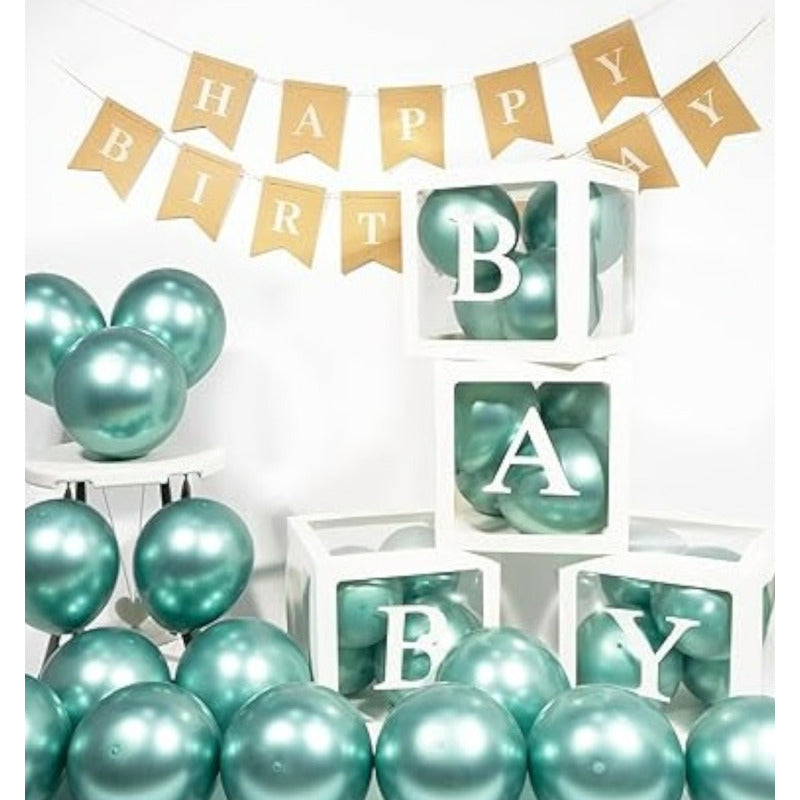 25 Set De Cumpleaños Globos Cromados Globos Cumpleaños 25cm Verde Oscuro Redondo